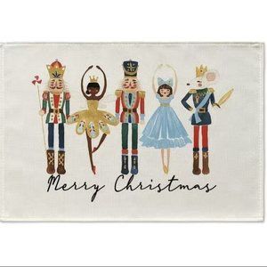 NWT Set Of (4) Christmas Holiday "Nutcrackers" Linen Rectangular Table Placemats